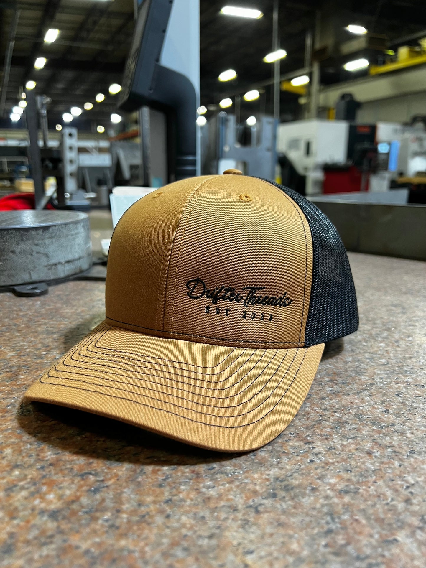 DrifterThreads Trucker Hat (Caramel w/ Black)